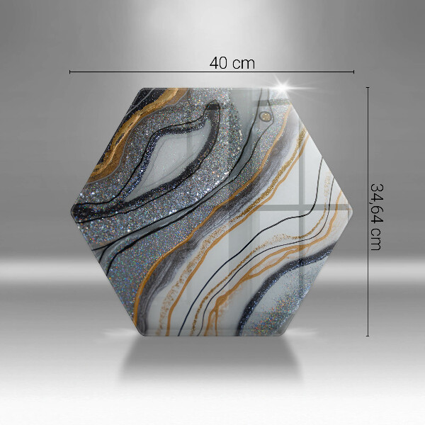 Tabla de cortar de vidrio Roca con oro