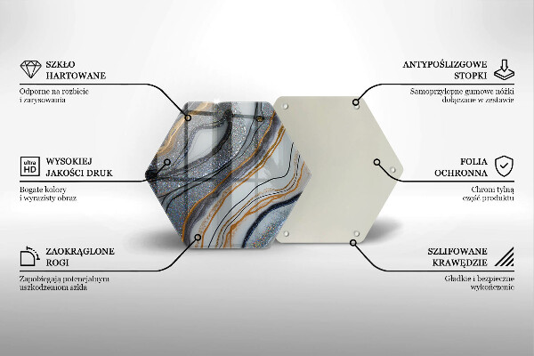 Tabla de cortar de vidrio Roca con oro