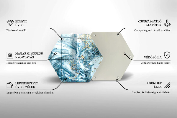 Tabla de cortar de vidrio Estructura con oro