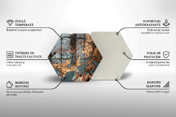 Tabla de cortar de vidrio Estructura de roca dorada