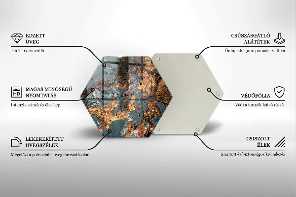 Tabla de cortar de vidrio Estructura de roca dorada