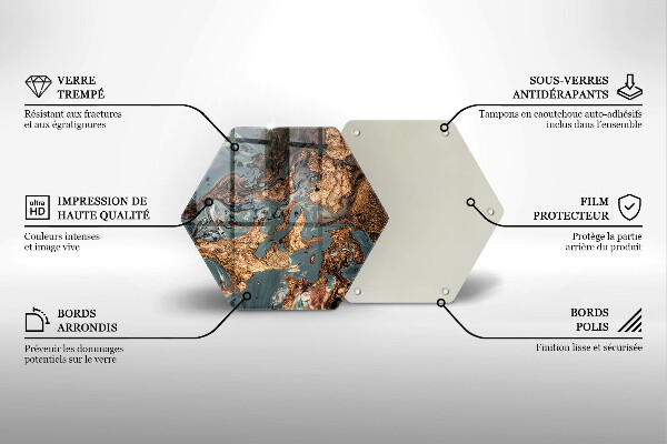 Tabla de cortar de vidrio Estructura de roca dorada