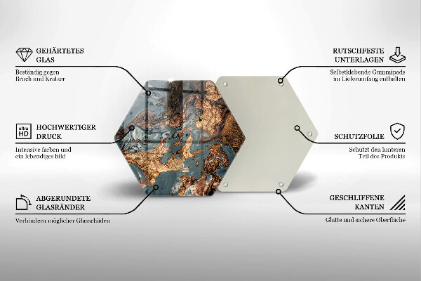 Tabla de cortar de vidrio Estructura de roca dorada