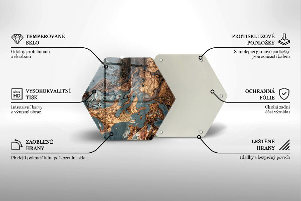 Tabla de cortar de vidrio Estructura de roca dorada