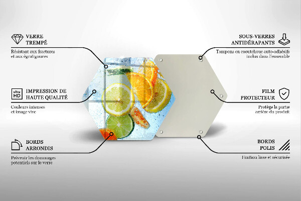 Tabla de cortar de vidrio Agua jugosa de cítricos