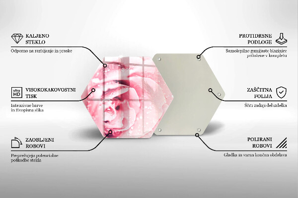 Tabla de cortar de vidrio Gotas de rocío y flor de rosa