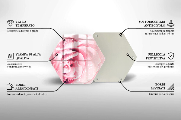 Tabla de cortar de vidrio Gotas de rocío y flor de rosa