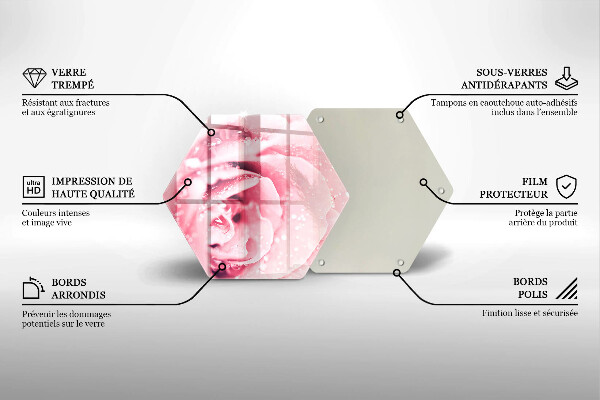 Tabla de cortar de vidrio Gotas de rocío y flor de rosa