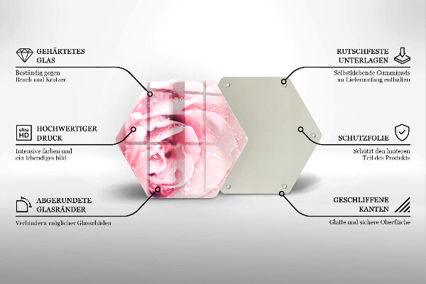 Tabla de cortar de vidrio Gotas de rocío y flor de rosa