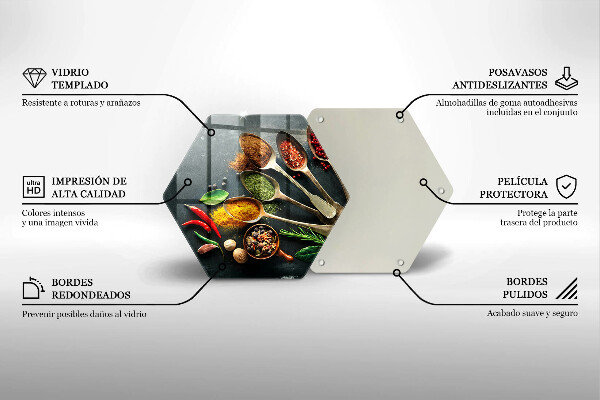 Tabla de cortar de vidrio Cucharas de cocina de especias