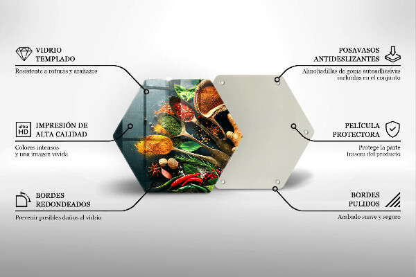 Tabla de cortar de vidrio Cucharas de especias de cocina