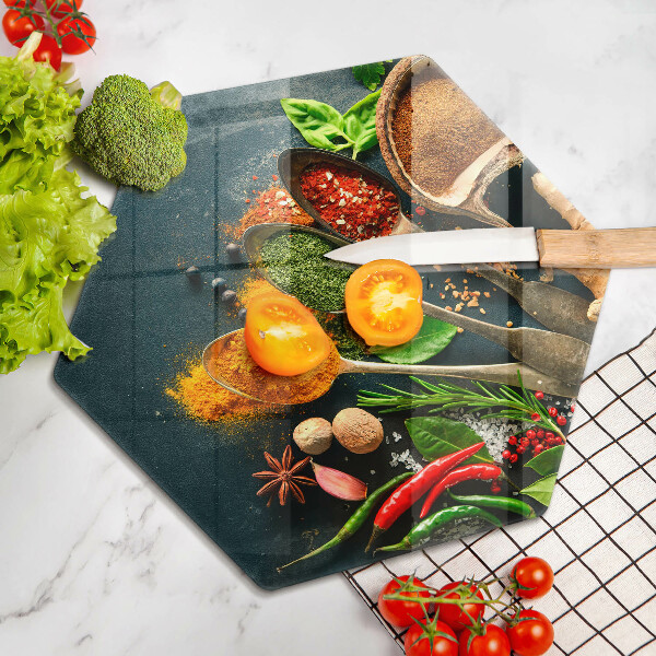 Tabla de cortar de vidrio Cucharas de especias de cocina
