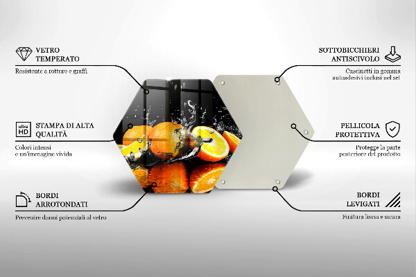 Tabla de cortar de vidrio Fruta jugosa de naranja
