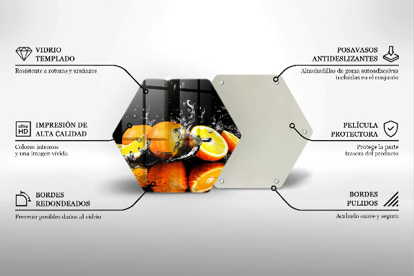 Tabla de cortar de vidrio Fruta jugosa de naranja