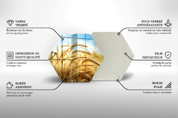 Tabla de cortar de vidrio Espigas de cereales en el campo