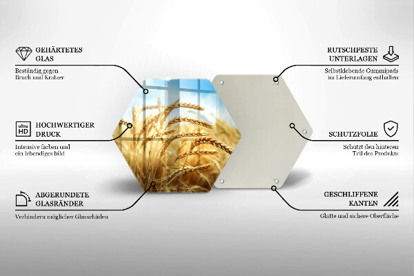 Tabla de cortar de vidrio Espigas de cereales en el campo