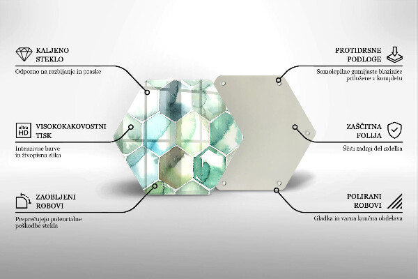 Tabla de cortar de vidrio Hexágonos de acuarela