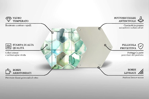 Tabla de cortar de vidrio Hexágonos de acuarela