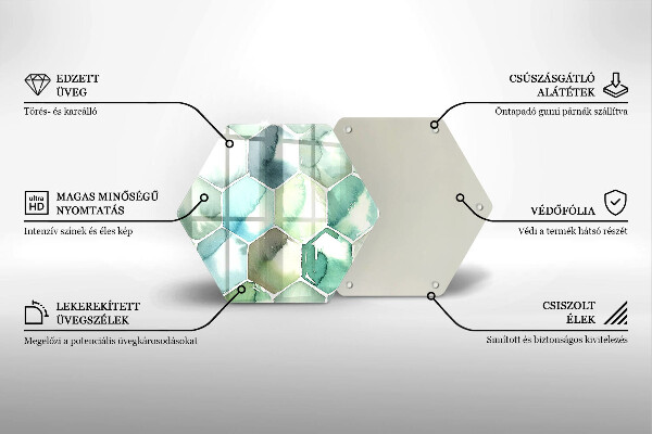 Tabla de cortar de vidrio Hexágonos de acuarela