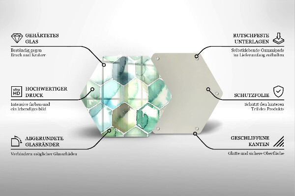 Tabla de cortar de vidrio Hexágonos de acuarela