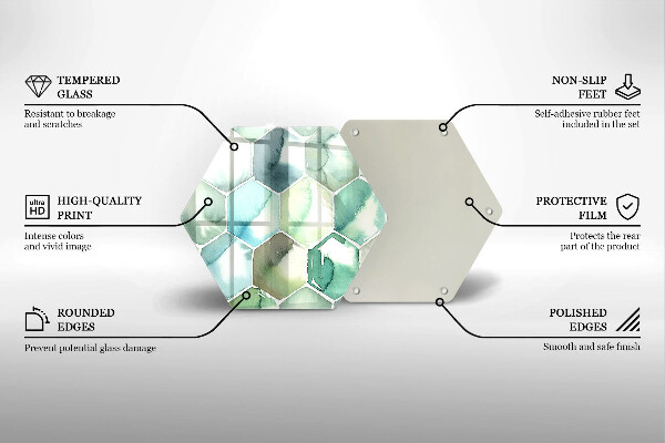 Tabla de cortar de vidrio Hexágonos de acuarela