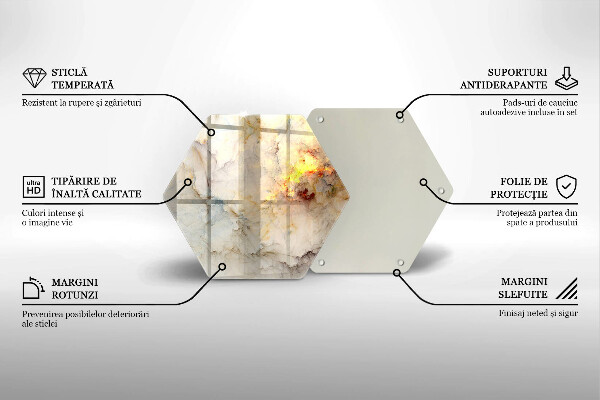 Tabla de cortar de vidrio Textura de mármol con oro
