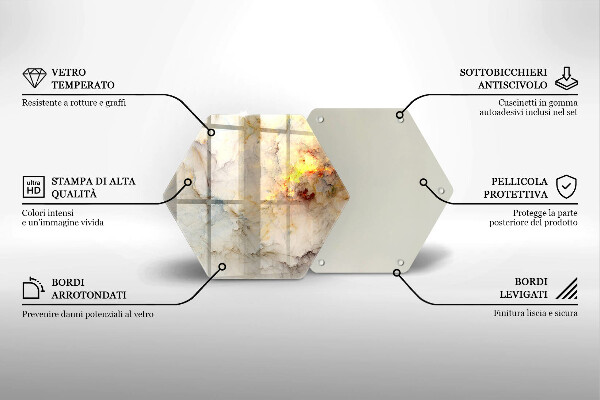 Tabla de cortar de vidrio Textura de mármol con oro