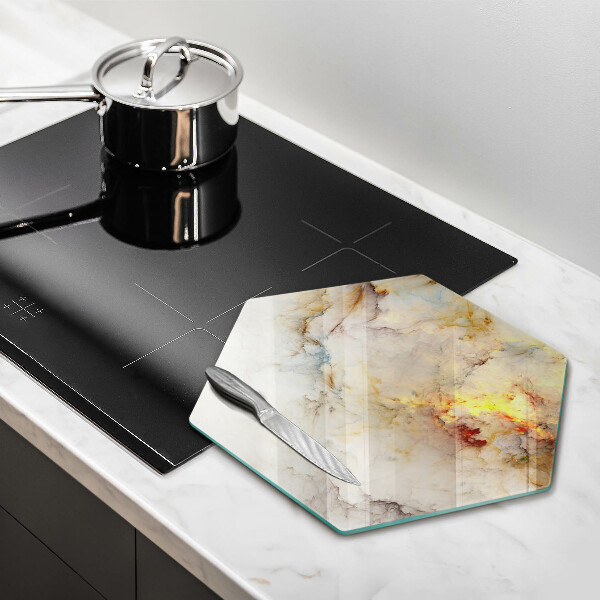 Tabla de cortar de vidrio Textura de mármol con oro