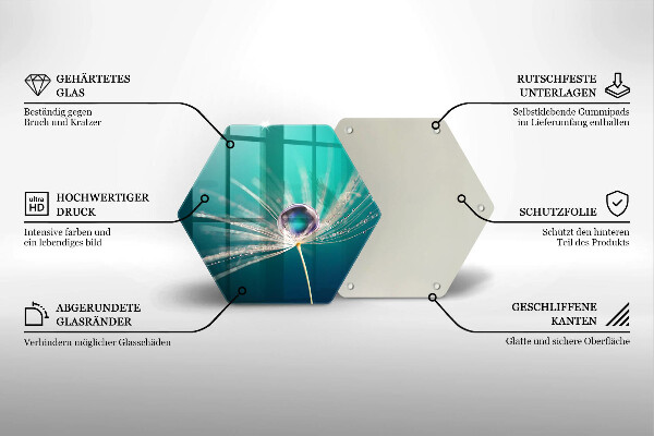 Tabla de cortar de vidrio Rocío sobre un diente de león