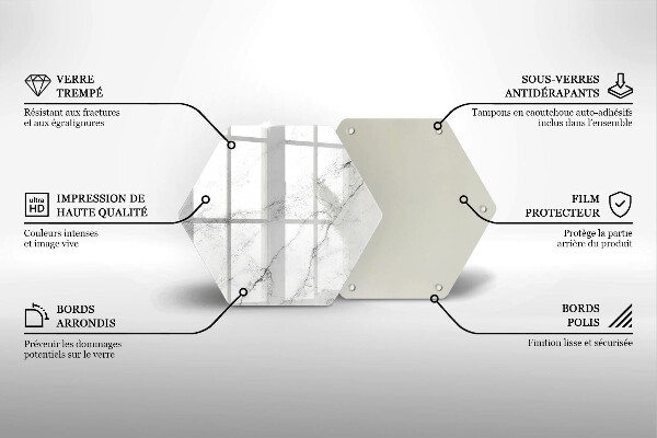 Tabla de cortar de vidrio Textura de mármol elegante