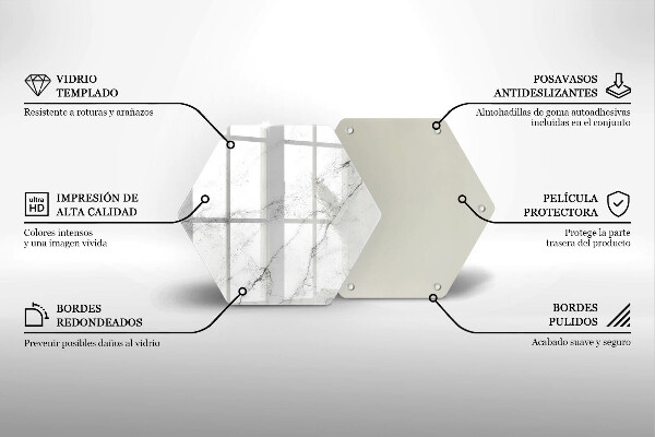 Tabla de cortar de vidrio Textura de mármol elegante