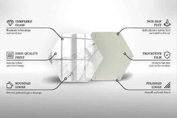 Tabla de cortar de vidrio Textura de mármol elegante