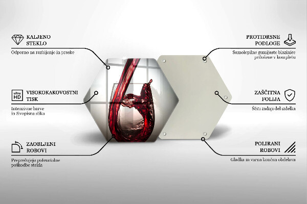 Tabla de cortar de vidrio Copa y vino tinto