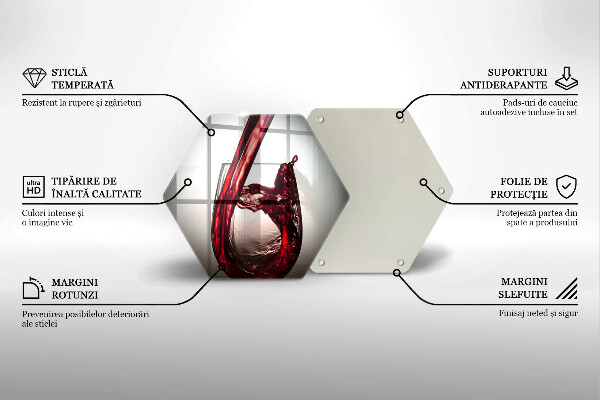 Tabla de cortar de vidrio Copa y vino tinto