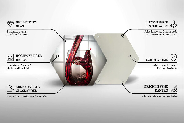 Tabla de cortar de vidrio Copa y vino tinto