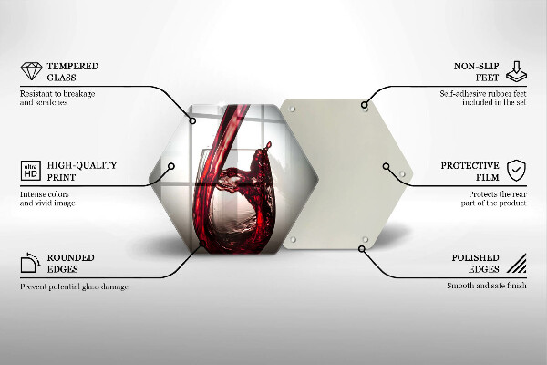 Tabla de cortar de vidrio Copa y vino tinto