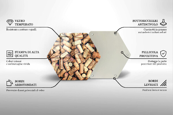 Tabla de cortar de vidrio Patrón sin fisuras de corchos de vino