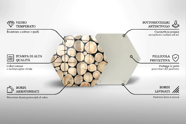 Tabla de cortar de vidrio Troncos de madera