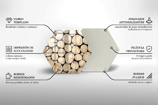 Tabla de cortar de vidrio Troncos de madera
