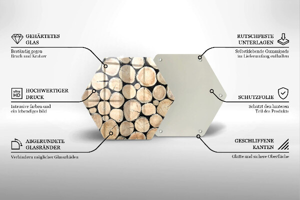 Tabla de cortar de vidrio Troncos de madera