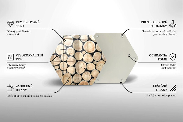 Tabla de cortar de vidrio Troncos de madera