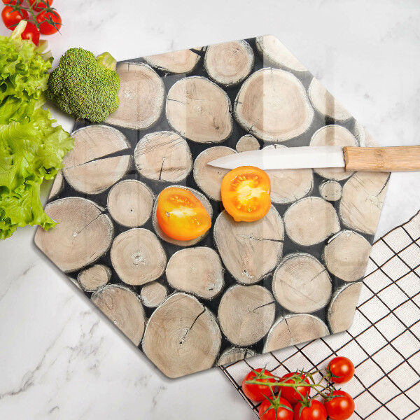 Tabla de cortar de vidrio Troncos de madera