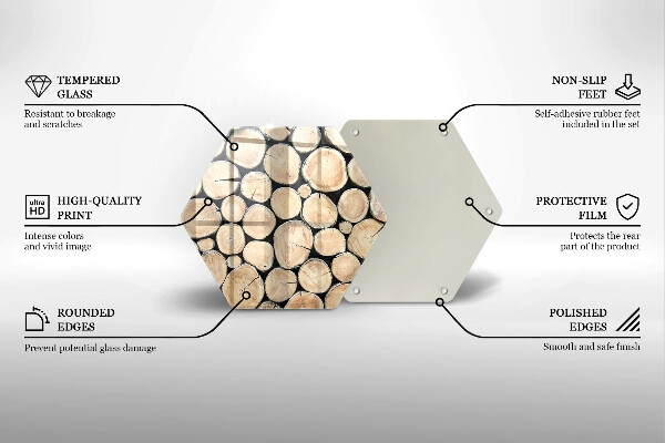 Tabla de cortar de vidrio Troncos de madera