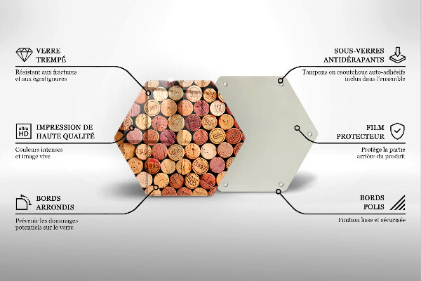 Tabla de cortar de vidrio Patrón de corchos de vino