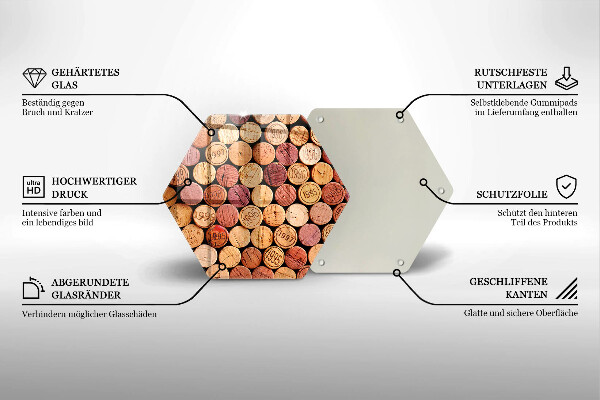 Tabla de cortar de vidrio Patrón de corchos de vino