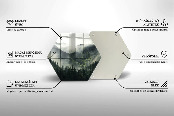 Tabla de cortar de vidrio Paisaje de bosque y niebla