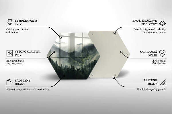 Tabla de cortar de vidrio Paisaje de bosque y niebla