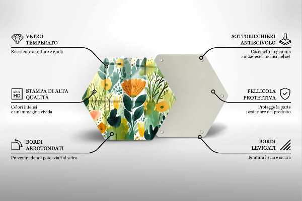 Tabla de cortar de vidrio Flores pintadas