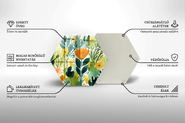 Tabla de cortar de vidrio Flores pintadas