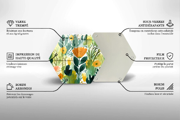 Tabla de cortar de vidrio Flores pintadas